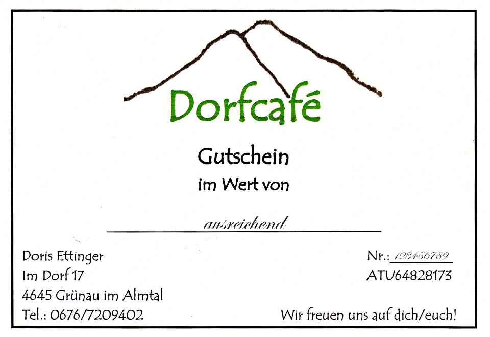 Gutschein Dorfcafe Grünau